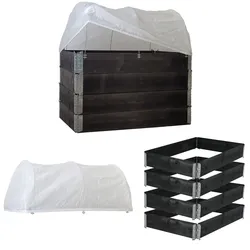 Hochbeet mit Abdeckung 5-teilig Palettenrahmen 120x80x80cm aus Holz stapelbar...