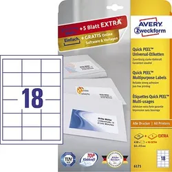 AKTION: 450 AVERY Zweckform Etiketten 6171 weiß 64,0 x 45,0 mm + GRATIS 90 Etiketten