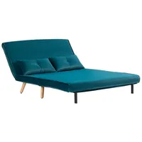 MC Star Schlafsofa 2-Sitzer, Bettsofa, in Bett umwandelbare Couch, verstellbare Rückenlehne, Stoffbezug, Metallrahmen, Dark Green grün