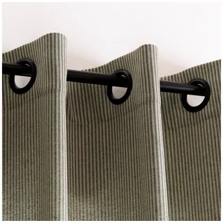 SCHÖNER LEBEN. Vorhang Ösengardine Streifen grün beige Ösen schwarz 130x245cm SCHÖNER LEBEN., Ösen, blickdicht, Kunstfaser, handmade beige|bunt|grün