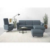 sit&more Ecksofa »Grenoble L-Form mit Federkern«, wahlweise mit Bettfunktion, Bettkasten, Arm- und Kopfteilverstellung, blau