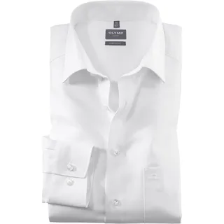 Businesshemd OLYMP "Luxor comfort fit", Herren, Gr. 44, N-Gr, weiß, Web, Obermaterial: 100% Baumwolle, casual, comfort fit, Langarm 2-Knopf-Manschette, Hemden
