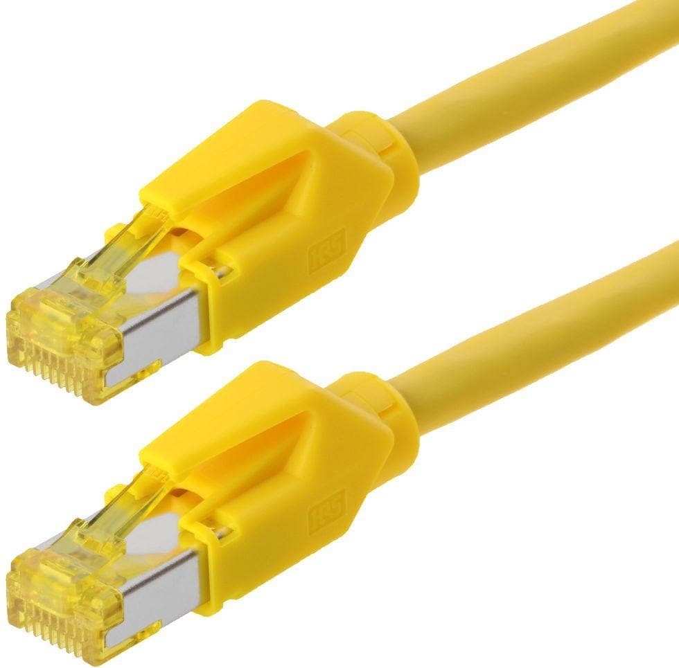 Draka Patchkabel S/FTP PiMF CAT 6a ISO IEC gelb 5m Für 10 Gigabit/s, halogenfrei, mit  UC900 Kabel und Hir (S/FTP, CAT6a, 5 m), Netzwerkkabel