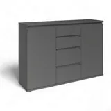 Stella Trading Brest Kommode in Anthrazit - Modernes Sideboard mit viel Stauraum - 119 x 84 x 35 cm (B/H/T)