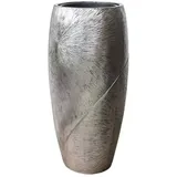 VIVANNO Pflanzkübel Pflanzgefäß exklusiv Fiberglas Royal, Silber Schwarz 73 x 33 cm