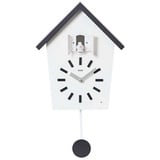 Cuco Clock Wanduhr Kuckucksuhr BAUERNHAUS, Pendeluhr Wanduhr, Moderne Schwarzwalduhr (28,3 × 22,8 × 10,4cm, mit Nachtruhefunktion, Vogelgezwitscher) schwarz