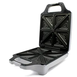 MPM MOP-35 Elektrischer Sandwichmaker für 4 Sandwiches, 8 in Dreiecksform, antihaftbeschichtete Platten, automatische Temperatur, kompakt, weiß, 1600W