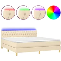 VidaXL Boxspringbett mit Matratze & LED Creme 160x200 cm