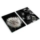Tulup - Glasschneideplatten - Schneidebrett Aus Glas - Herdabdeckplatten - Gehärtetes Glas – 2x40x52 Cm (2er Set) - Löwenzahn