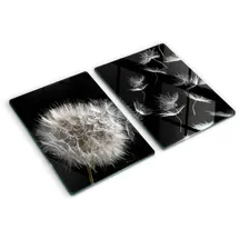 Tulup - Glasschneideplatten - Schneidebrett Aus Glas - Herdabdeckplatten - Gehärtetes Glas – 2x40x52 Cm (2er Set) - Löwenzahn
