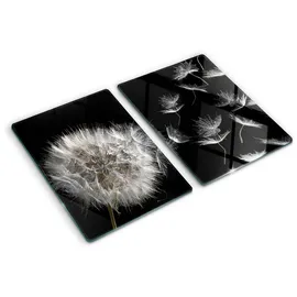 Tulup - Glasschneideplatten - Schneidebrett Aus Glas - Herdabdeckplatten - Gehärtetes Glas – 2x40x52 Cm (2er Set) - Löwenzahn