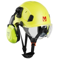 Mustbau Sicherheitshelm-Set, EN397 Schutzhelm mit Ohr- und Gesichtsschutz, verstellbares Kopfband von 53 bis 63 cm, strapazierfähiges ABS-Material
