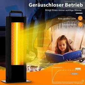 Goplus Standheizstrahler 1200W, Heizstrahler mit doppelseitiger Heizung, Terrassenheizstrahler mit Kipp-Schutz, IP65 Wasserdichter Tragbarer Elektr... - Schwarz