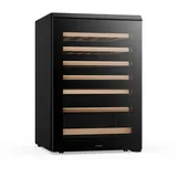 Klarstein Bevora Weinkühlschrank 48 Flaschen – Freistehender Weinkühlschrank, Touch-bedienfeld 4–18 °c, Uv-glastür, Led-beleuchtung, Holzablagen