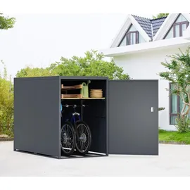 Mendler Fahrradgarage HWC-L56c Fahrradbox abschließbar Metall 160x113x209cm anthrazit