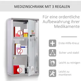 Homcom Medikamentenschrank mit 3 Fächer silber