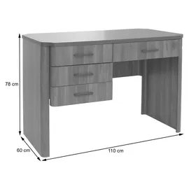 MCW Schreibtisch MCW-P42, Bürotisch Computertisch, 4 Schubladen MDF 78x110x60cm ~ Walnuss-Optik