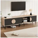 modfu TV-Lowboard 180x35x49 cm Schwarz PVC/Spanplatte/Holzwerkstoff