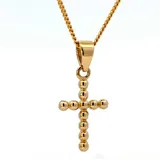 HOPLO Kreuzanhänger Anhänger Kreuz Kügelchen mit 1,1 mm Goldkette 60 cm 585-14 Karat Gold, Made in Germany 60 cm Unisex