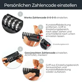 HMF Riegelschloss 3591-02, Türriegel mit 4-stelligem Zahlencode aus Zinklegierung, 12,2 x 4 x 4,8 cm, Schwarz