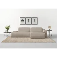 Ecksofa TRENDMANUFAKTUR "Braga, mit hochwertigem Kaltschaum, L-Form, in Cord erhältlich" Sofas Gr. B/H/T: 275cm x 72cm x 160cm, Struktur fein JOIZ, Recamiere rechts, grau (taupe) modernes Sofa, Couch mit hohem Sitzkomfort, 27572160 cm (BHT)