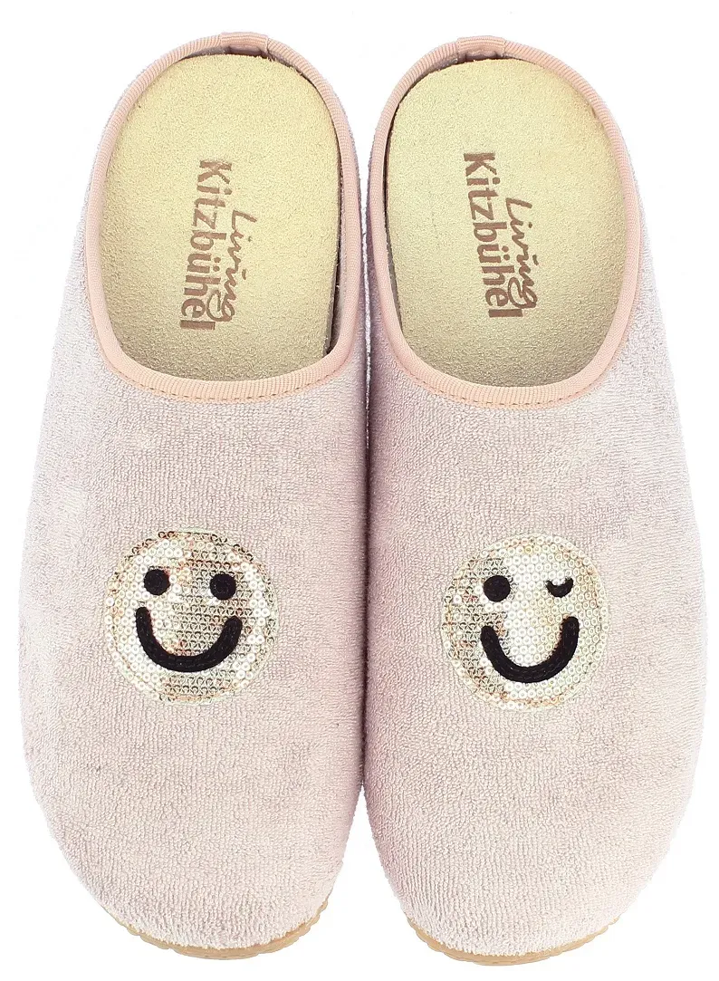 Living Kitzbühel Hausschuhe Pantoffel Frottee Smiley (Baumwolle) pink Damen