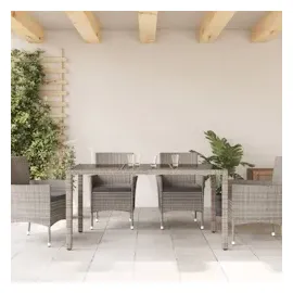 vidaXL Gartentisch mit Glasplatte Grau 150x90x75 cm Poly Rattan