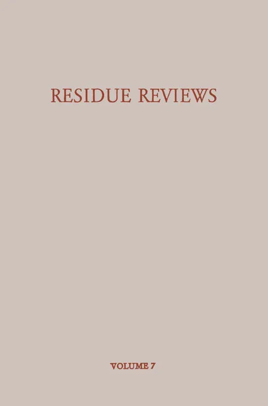 Residue Reviews/Rückstands-Berichte  Kartoniert (TB)