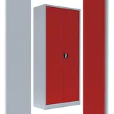 Stahl-Aktenschrank Metallschrank abschließbar Lichtgrau/Rot, 1800 x 800 x 383 mm, 530334