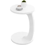 Woltu Beistelltisch C Form, Couchtisch rund, Sofatisch Kaffeetisch Wohnzimmertisch Abstelltisch, Kleiner Tisch für Couch Sofa Bett, aus MDF, φ38xH55 cm,Helle Eiche,BTS20hei