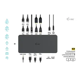 iTEC i-tec USB-C Pro Dock - Dual 4K Display Docking Station Generation 2 + Power Delivery 100W PD