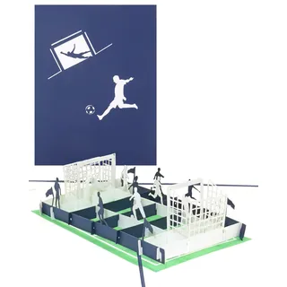 Pop Up Karte Fußballfan Blau & Weiß - 3D Fußball Geburtstagskarte & Einladungskarte zum Geburtstag für Fans von Schalke, Hamburg, Berlin u.v.m.