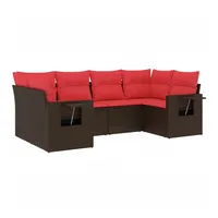 vidaXL 6-teiliges Gartensofa-Set mit Kissen, braun, Polyrattan - Braun