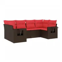 vidaXL 6-teiliges Gartensofa-Set mit Kissen, braun, Polyrattan - Braun