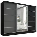 A&J MöbelLand Schiebetürenschrank AURELIA 1 200 x 215 x 59,5 cm Schwarz/Grau