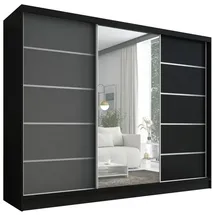 A&J MöbelLand Schiebetürenschrank AURELIA 1 200 x 215 x 59,5 cm Schwarz/Grau