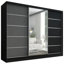A&J MöbelLand Schiebetürenschrank AURELIA 1 200 x 215 x 59,5 cm Schwarz/Grau