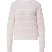 Comma, Gestreifter Strickpullover im Relaxed Fit Pink/Weiß M