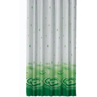 Ekershop Duschvorhang Textil "Wassertropfen Grün" Regen für Duschstange Breite 240 cm (inkl. Ringe), Höhe 200 cm, wasserabweisend, waschbar, bügelbar grün 240 cm