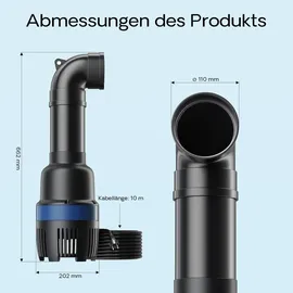 Wiltec SunSun CEF-30000 Rohrpumpe 30.000 l/h / 200 W Teichpumpe, Strömungspumpe mit Keramikwelle, Umwälzpumpe, Teichfilter