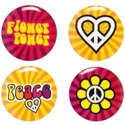 4 Hippie Peace Buttons
