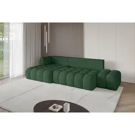 altdecor Ecksofa Cord mit Schlaffunktion 3-Sitzer Grün
