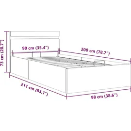 vidaXL Guillermo 90 x 200 cm Schwarz