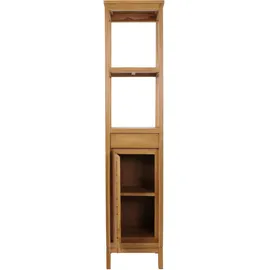 Mendler Teak-Hochschrank HWC-M74, Badschrank, 1 Tür 4 Fächer, hochwertiges B-Grade-Teak (Kernholz, 20-30 Jahre) 181x40x35cm