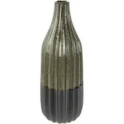 Dekovase I.GE.A. "Vase aus Keramik, geriffelt, bauchig, matt glänzend", grau, B:12cm H:36cm, Keramik, Vasen, Flaschenform, Blumenvase, Tischdeko, Keramikvase