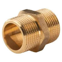 Tradecom Messing Gewinde-Fitting Doppelnippel mit Langgewinde 1"AG - 1"AG (DN 25), schwere Ausführung