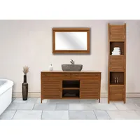 Mendler Teak-Waschbeckenunterschrank HWC-M87, Waschtisch Schrank, hochwertiges B-Grade-Teak (Kernholz, 20-30