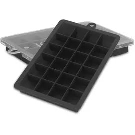 Intirilife 2x Eiswürfelformen in SCHWARZ – 2er Set à 24 Fächer Eiswürfel Silikonformen mit Deckel – Flexibler Eiswürfelbehälter Verschließb
