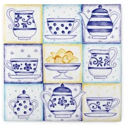 Sovie HOME Serviette Cookie in Blau aus Linclass® Airlaid 40 x 40 cm, 12 Stück - Kaffee Cafe Tee Blumen Punkte