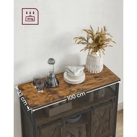 VASAGLE Sideboard 100 x 80 x 33 cm Braun/Schwarz